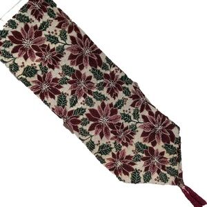 HAND BEADED Poinsettia table runner-gorgeous sparkle-hard to capture on camera!